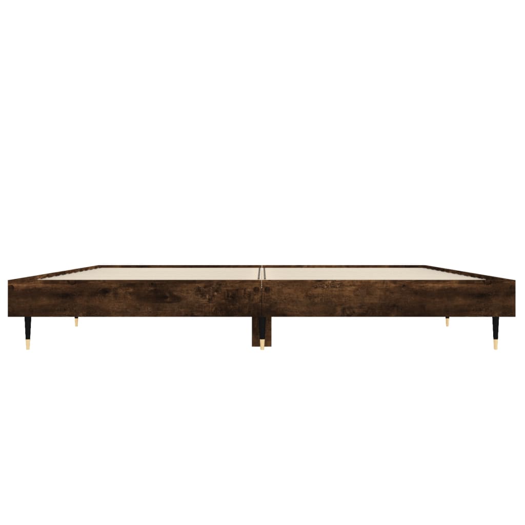 Bed Frame without Mattress Smoked Oak 120x190 cm Small Double Engineered Wood