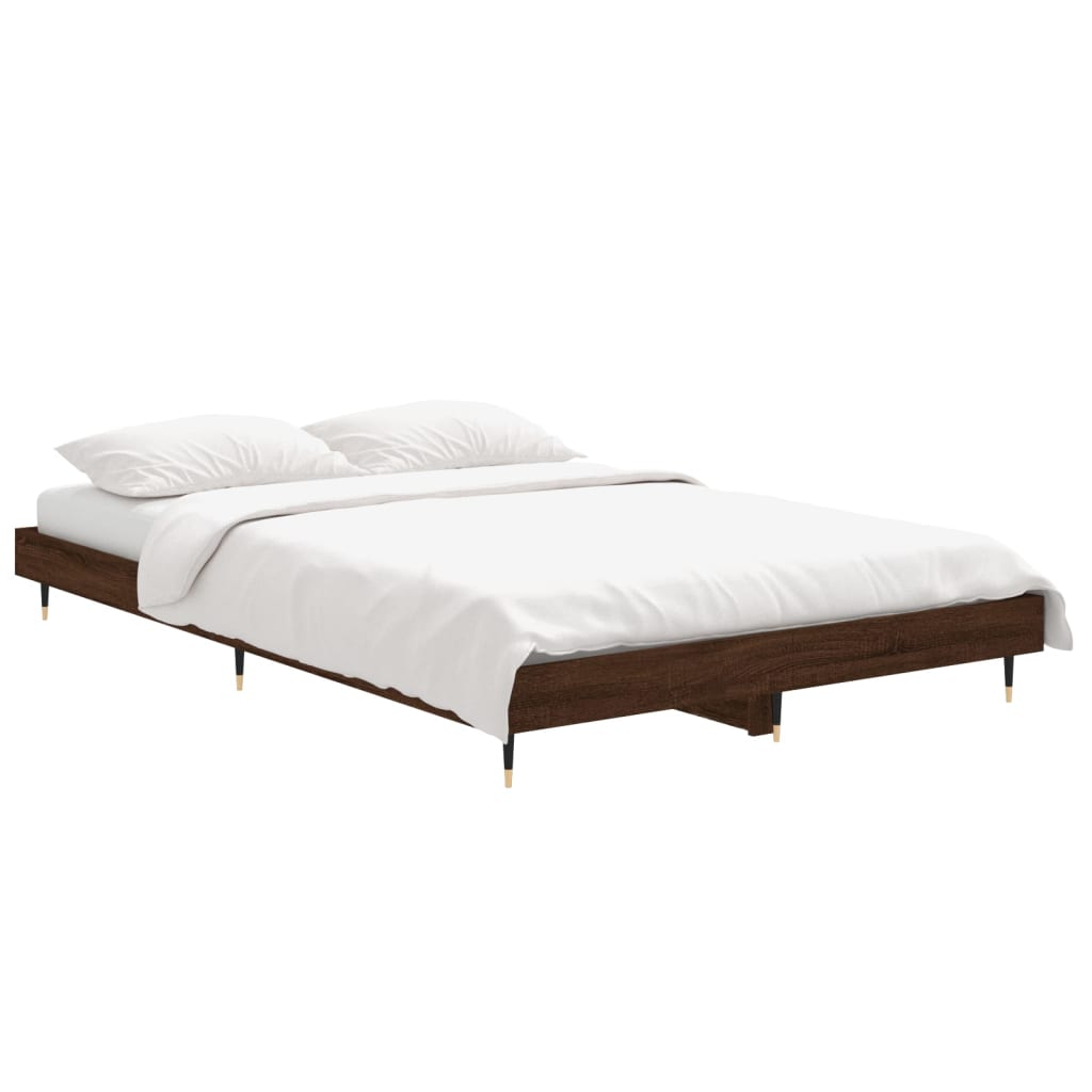 Bed Frame without Mattress Brown Oak 120x190 cm Small Double Engineered Wood