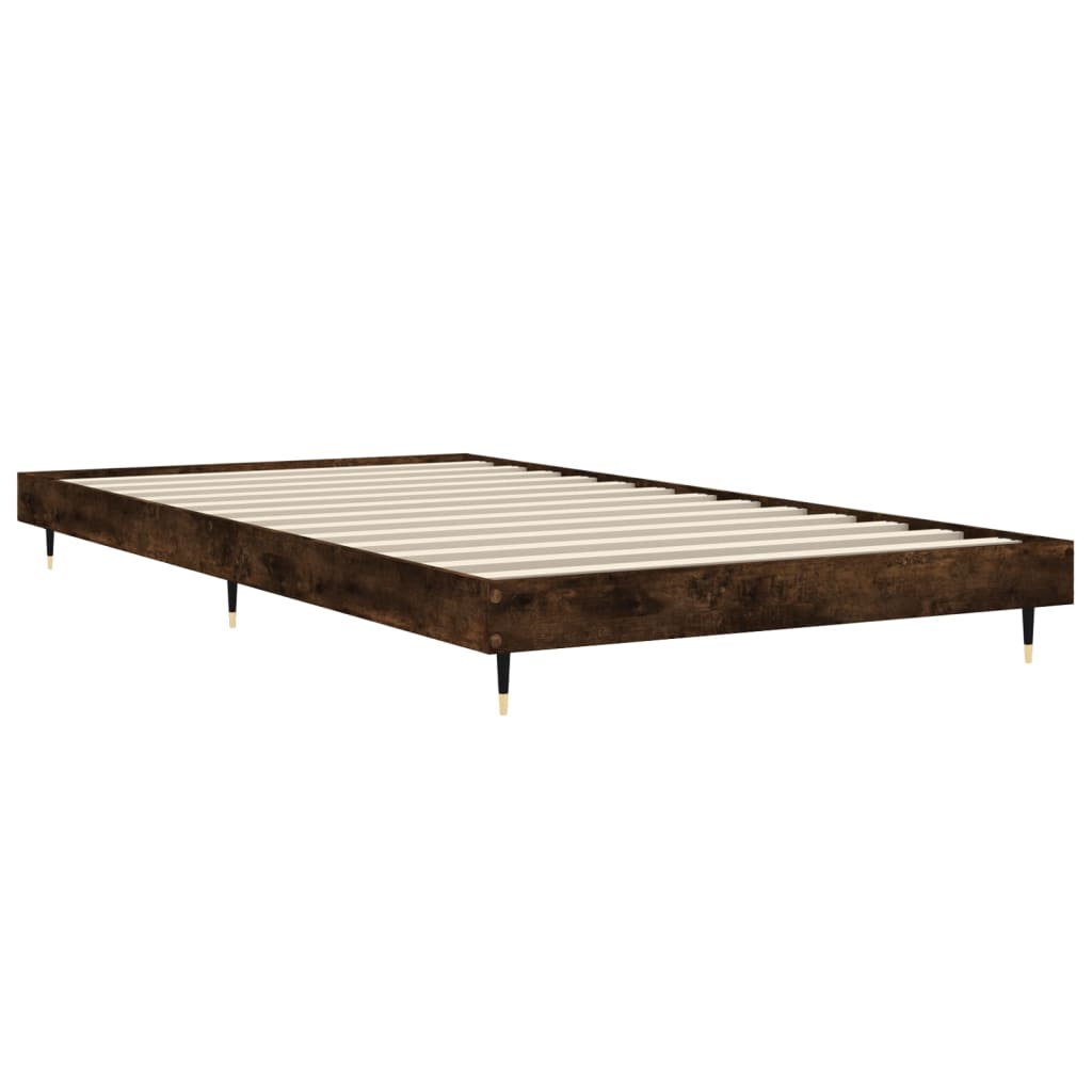 Bed Frame without Mattress Smoked Oak 90x190 cm Single Engineered Wood