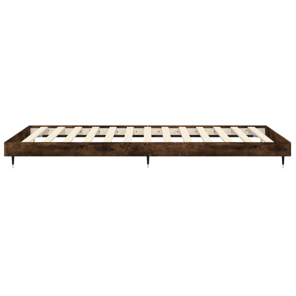 Bed Frame without Mattress Smoked Oak 90x190 cm Single Engineered Wood