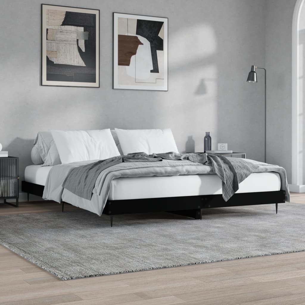 Bed Frame without Mattress Black 180x200 cm Super King Engineered Wood