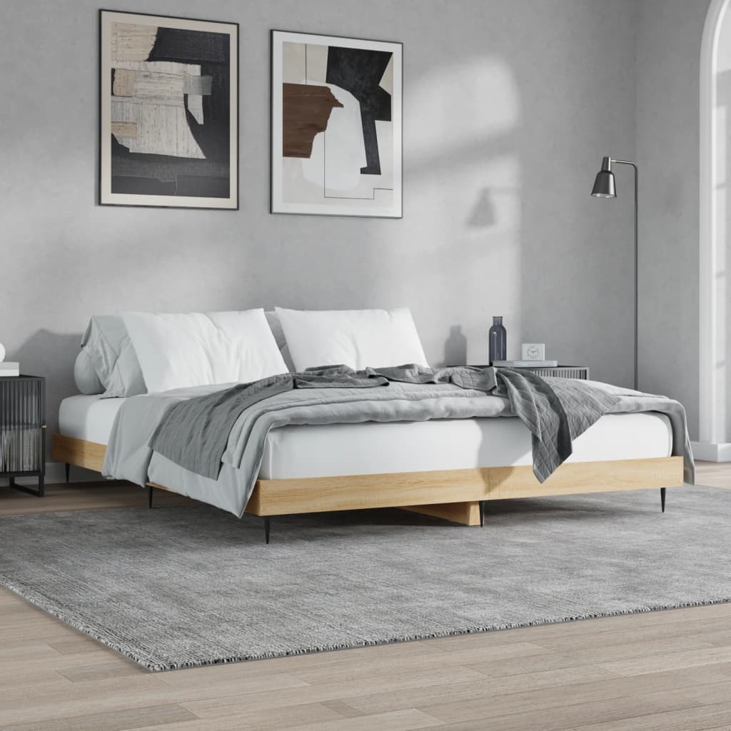 Bed Frame without Mattress Sonoma Oak 180x200 cm Super King Engineered Wood