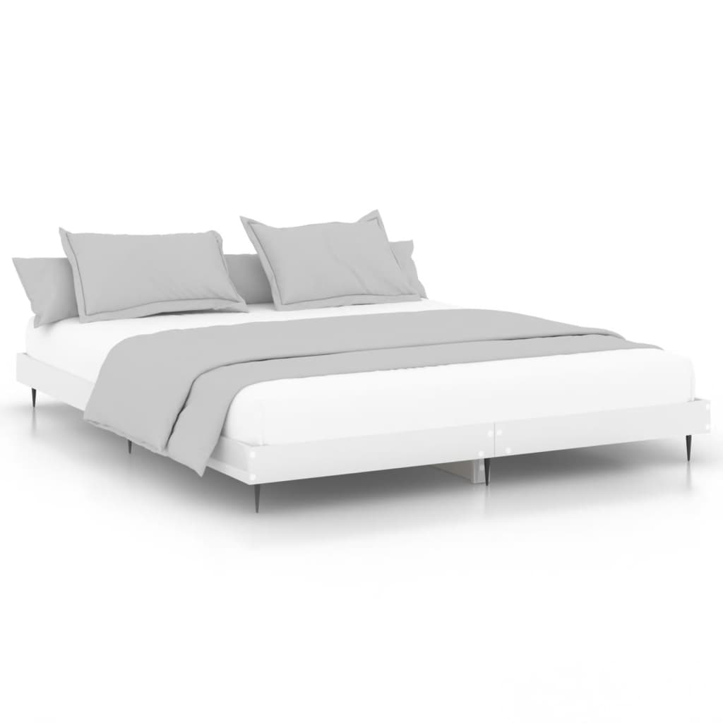 Bed Frame without Mattress High Gloss White 160x200 cm