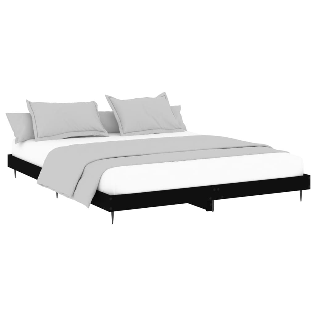 Bed Frame without Mattress Black 150x200 cm King Size Engineered Wood