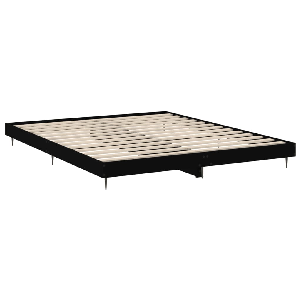 Bed Frame without Mattress Black 150x200 cm King Size Engineered Wood