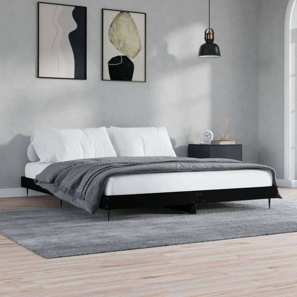 Bed Frame without Mattress Black 150x200 cm King Size Engineered Wood