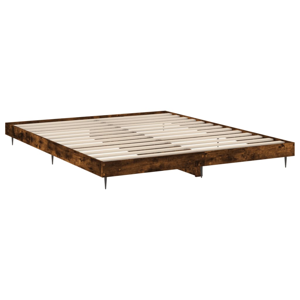 Bed Frame without Mattress Smoked Oak 150x200 cm King Size Engineered Wood
