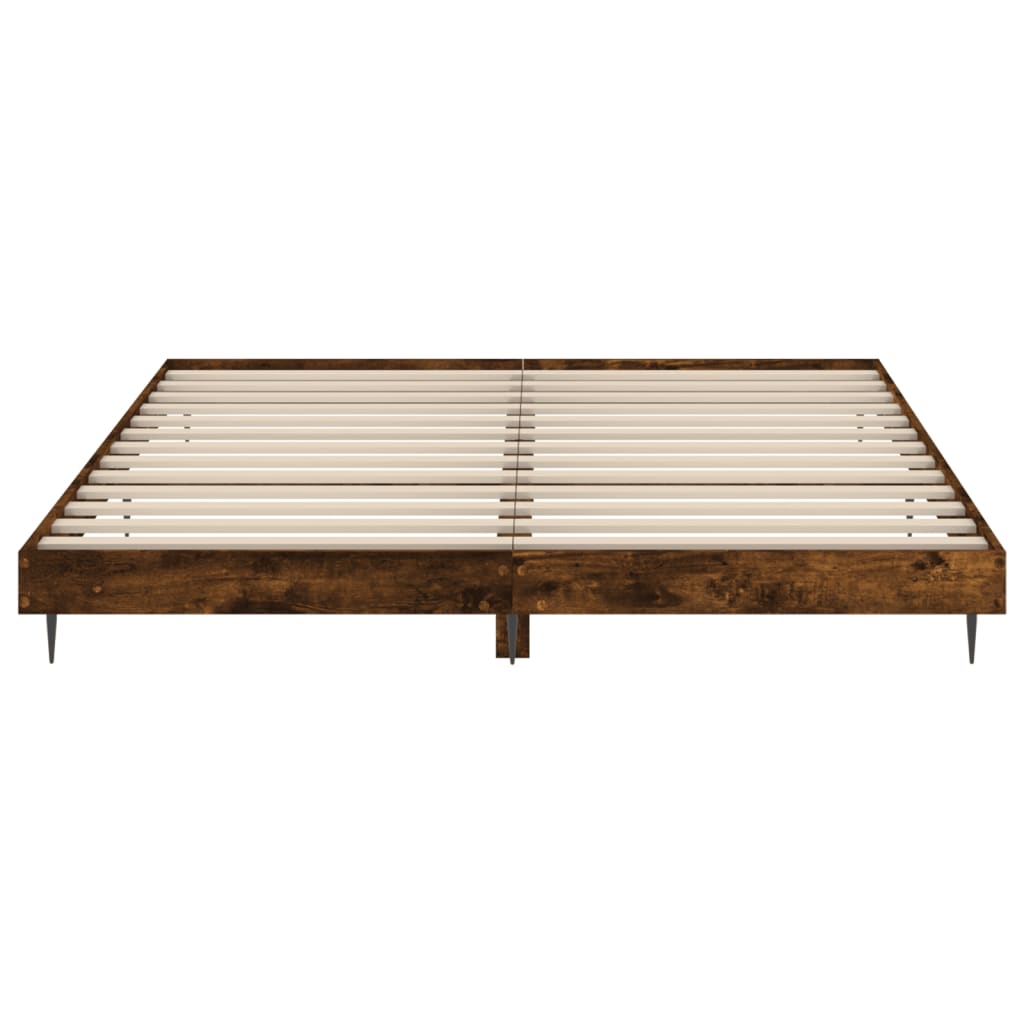 Bed Frame without Mattress Smoked Oak 150x200 cm King Size Engineered Wood