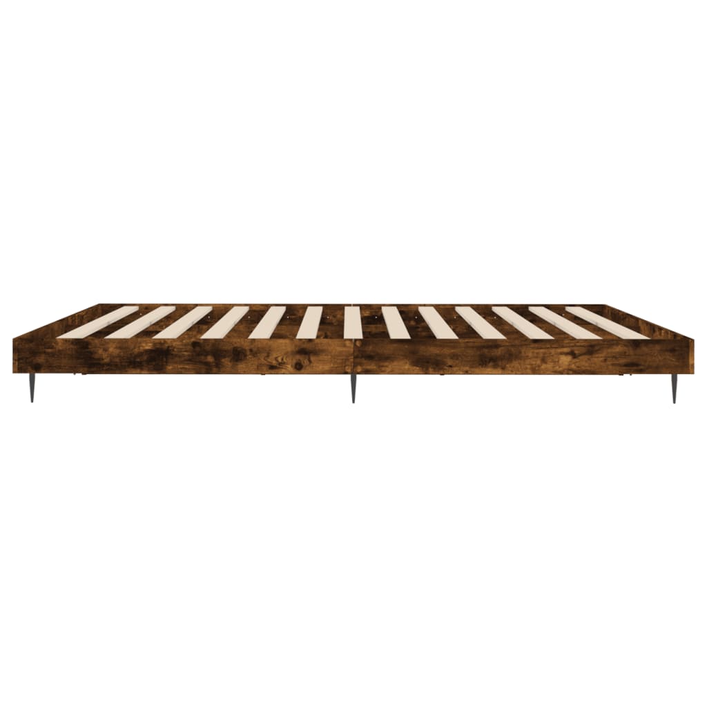 Bed Frame without Mattress Smoked Oak 150x200 cm King Size Engineered Wood