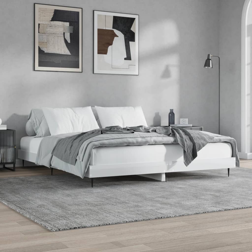 Bed Frame without Mattress High Gloss White 120x200 cm