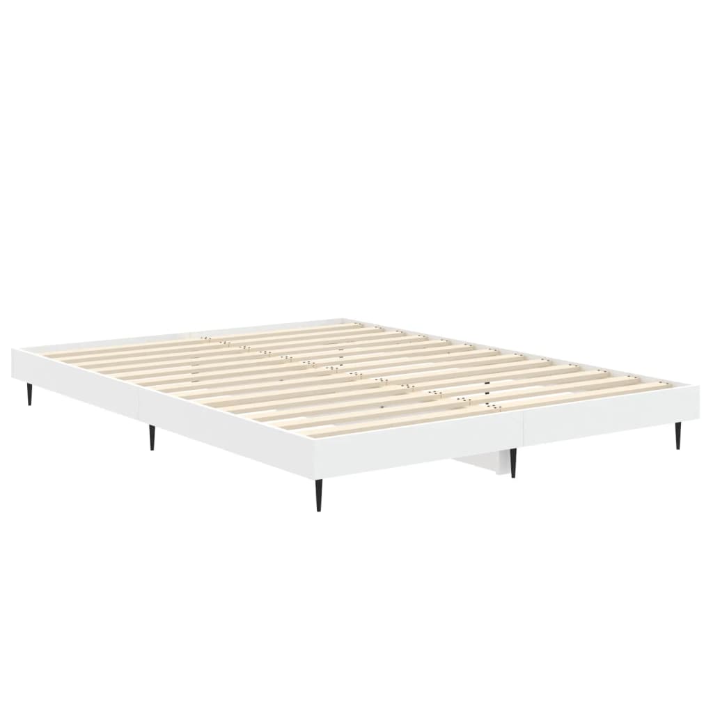 Bed Frame without Mattress White 135x190 cm Double Engineered Wood