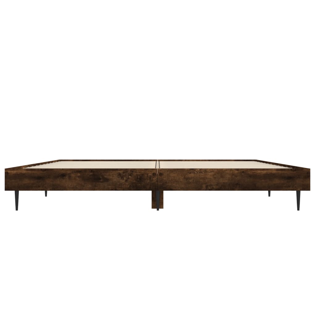 Bed Frame without Mattress Smoked Oak 135x190 cm Double Engineered Wood