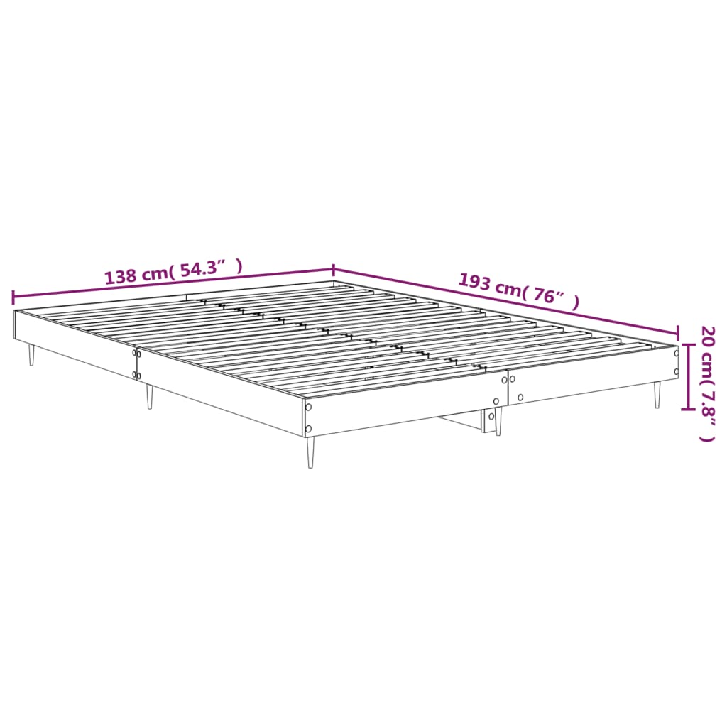 Bed Frame without Mattress Smoked Oak 135x190 cm Double Engineered Wood