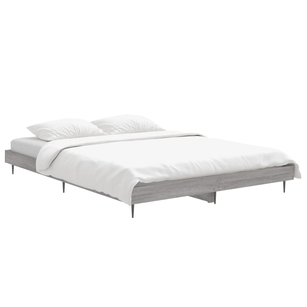 Bed Frame without Mattress Grey Sonoma 135x190 cm Double Engineered Wood