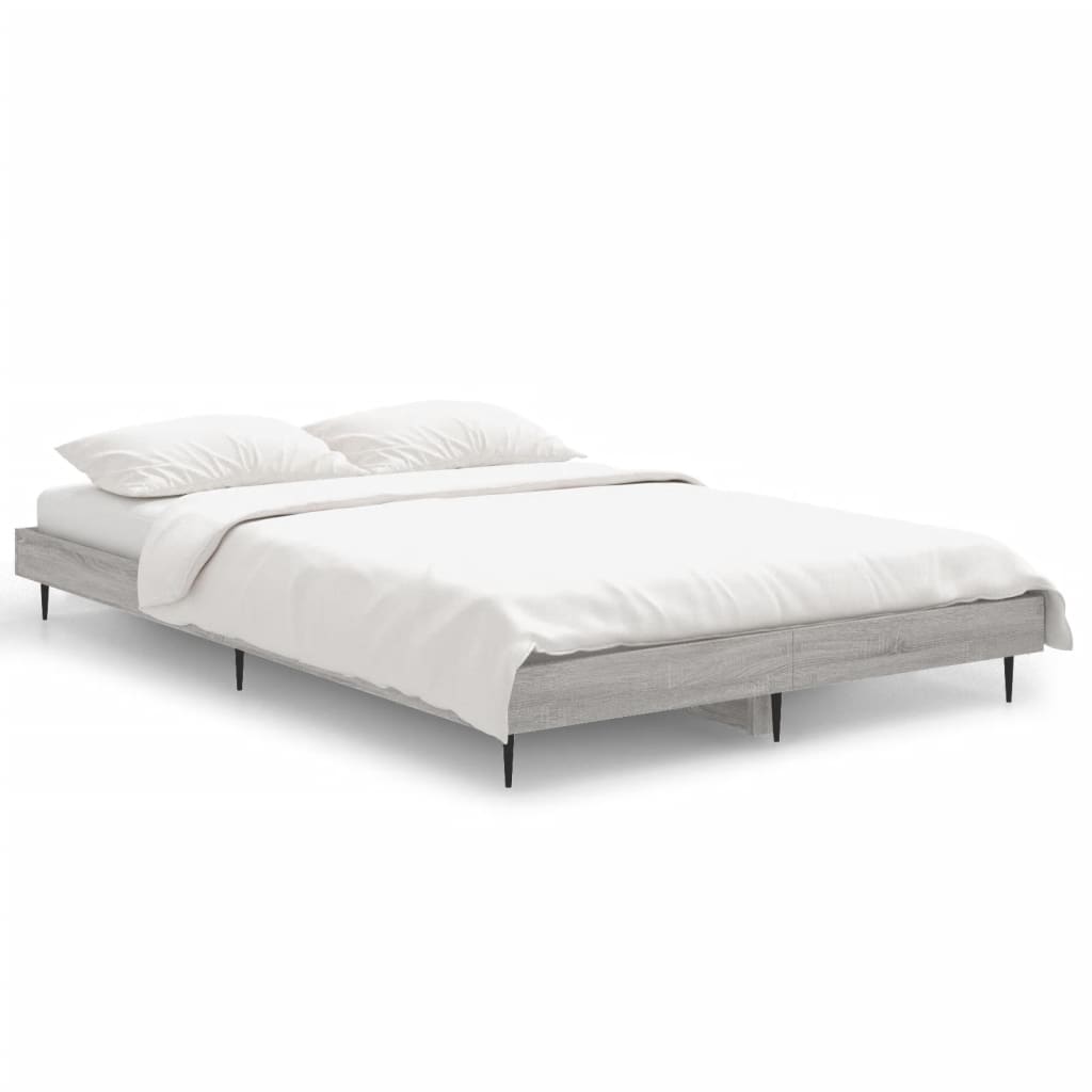 Bed Frame without Mattress Grey Sonoma 120x190 cm Small Double Engineered Wood