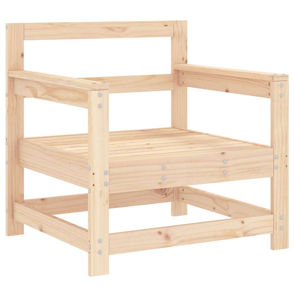 Outdoor Patio Wooden 2pcs Garden Chairs Set With Cushions Pine Wood Frame Seats