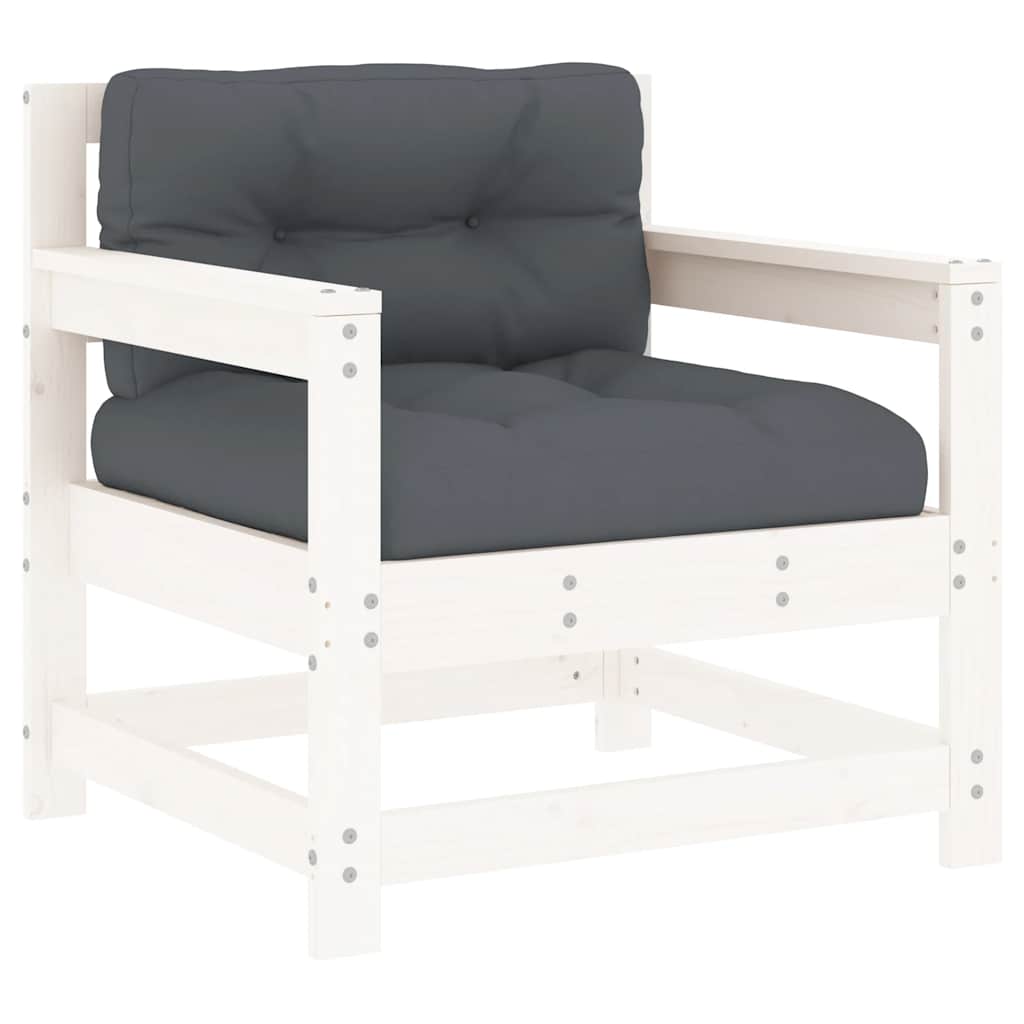 Outdoor Patio Wooden 2pcs Garden Chairs Set With Cushions Pine Wood Frame Seats