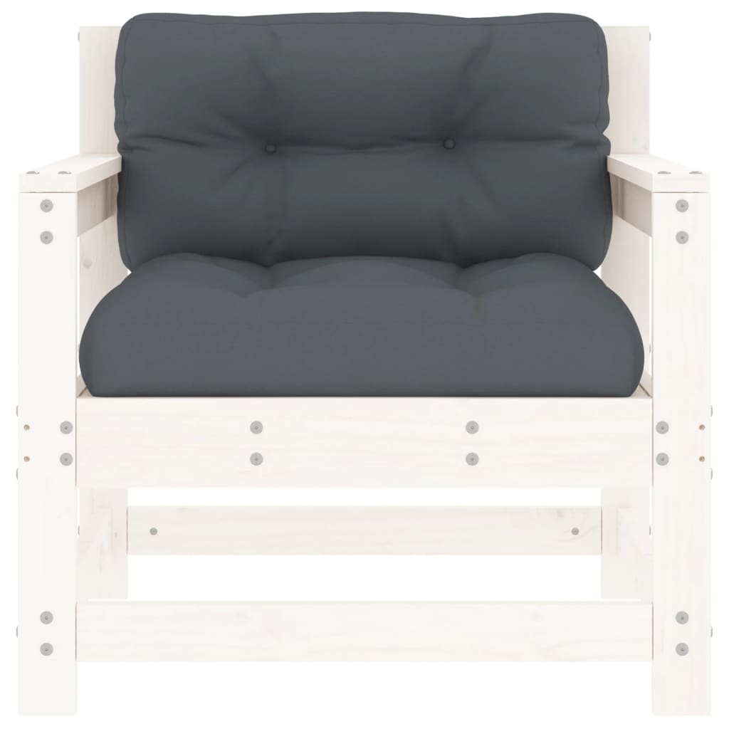 Outdoor Patio Wooden 2pcs Garden Chairs Set With Cushions Pine Wood Frame Seats