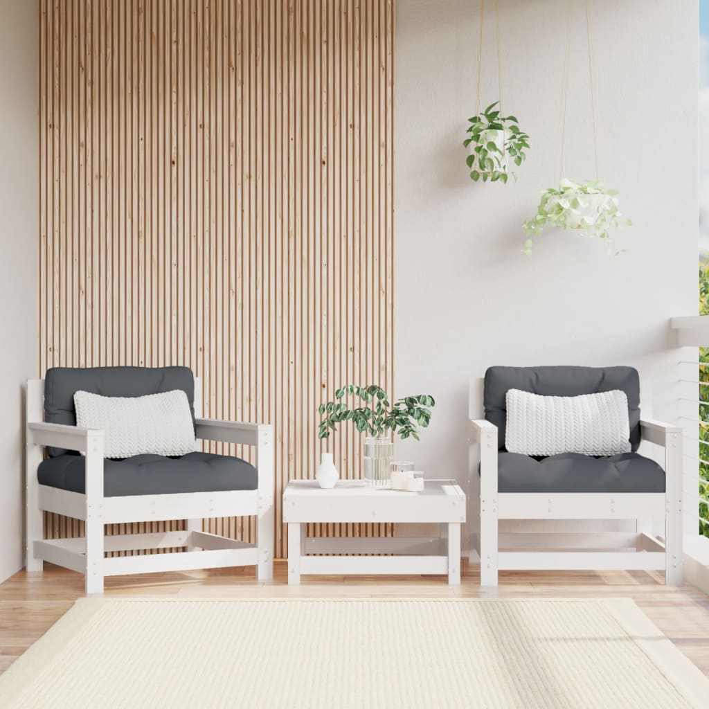 Outdoor Patio Wooden 2pcs Garden Chairs Set With Cushions Pine Wood Frame Seats