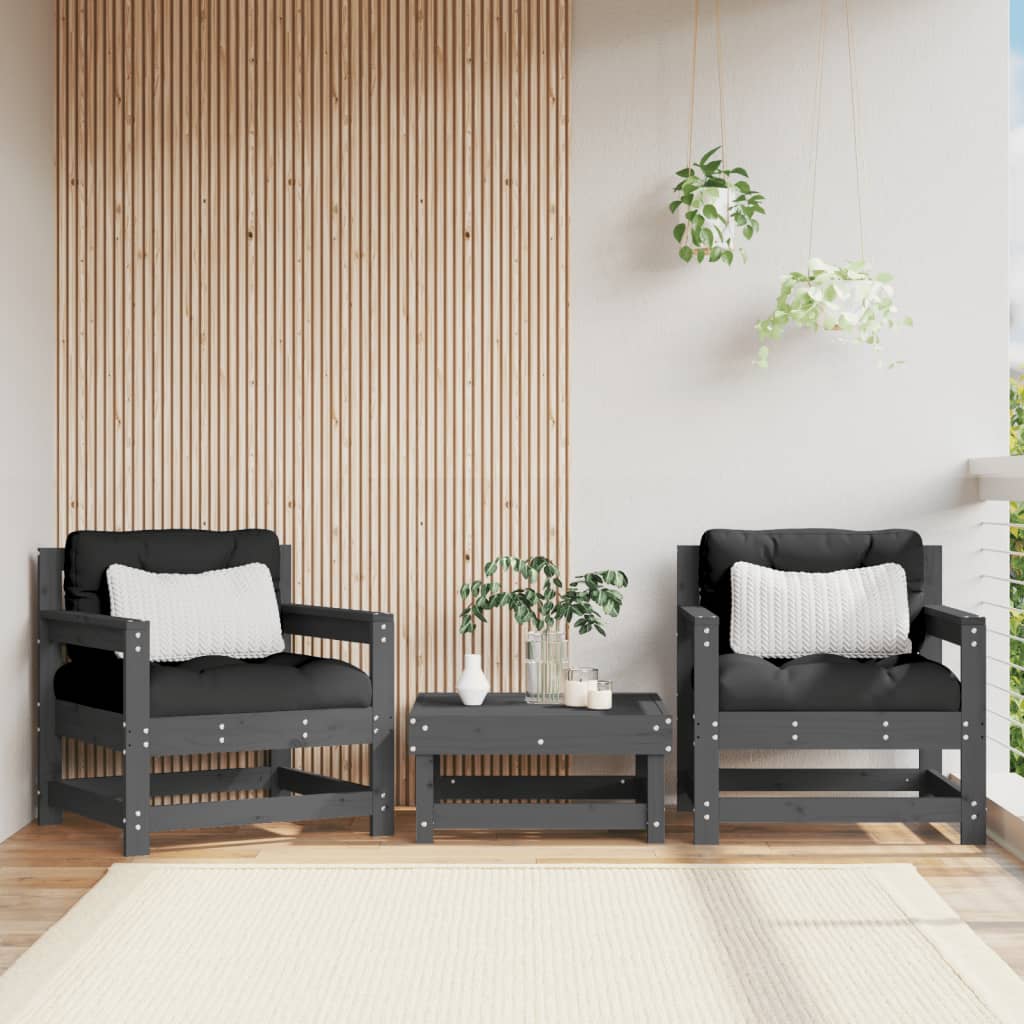 Outdoor Patio Wooden 2pcs Garden Chairs Set With Cushions Pine Wood Frame Seats