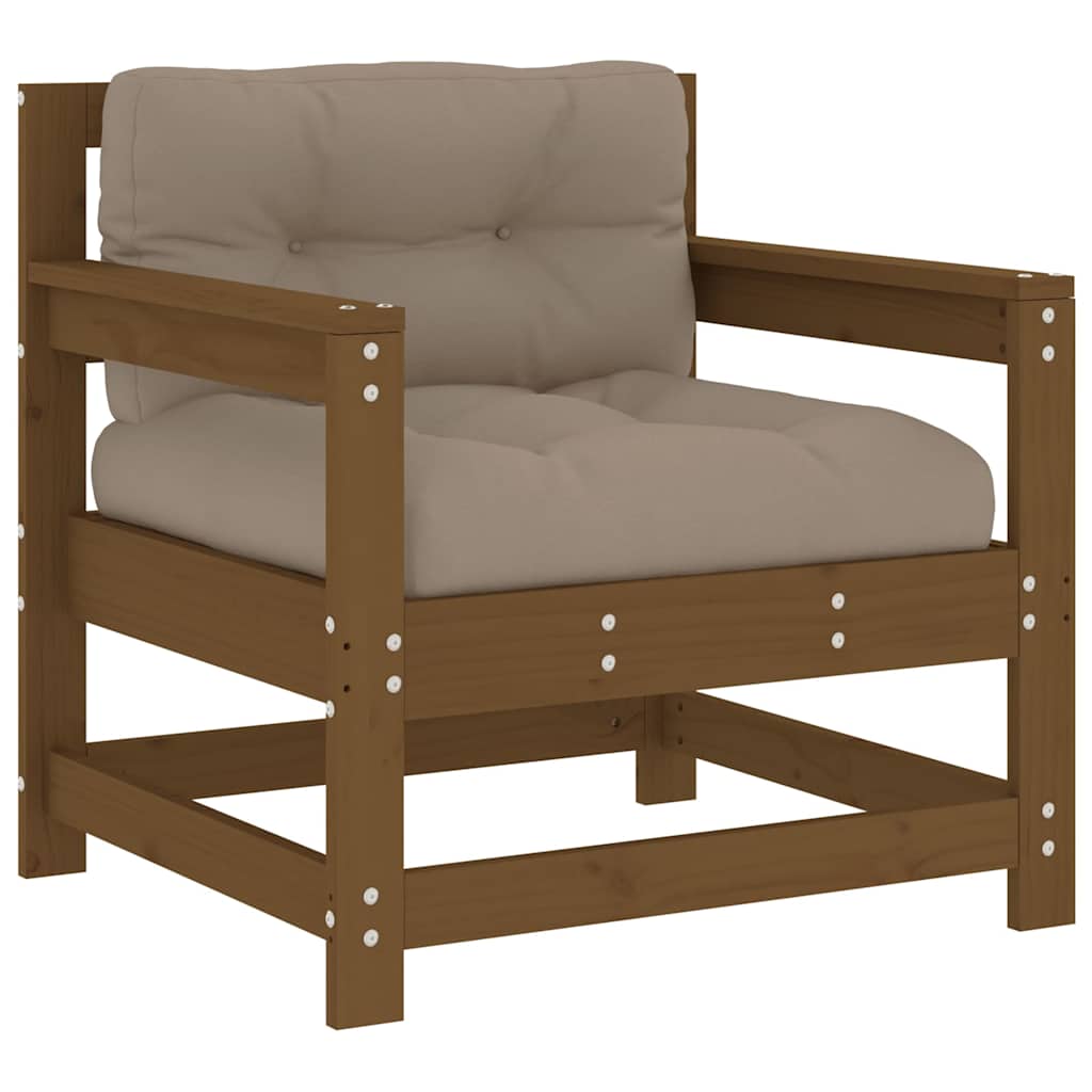 Outdoor Patio Wooden 2pcs Garden Chairs Set With Cushions Pine Wood Frame Seats