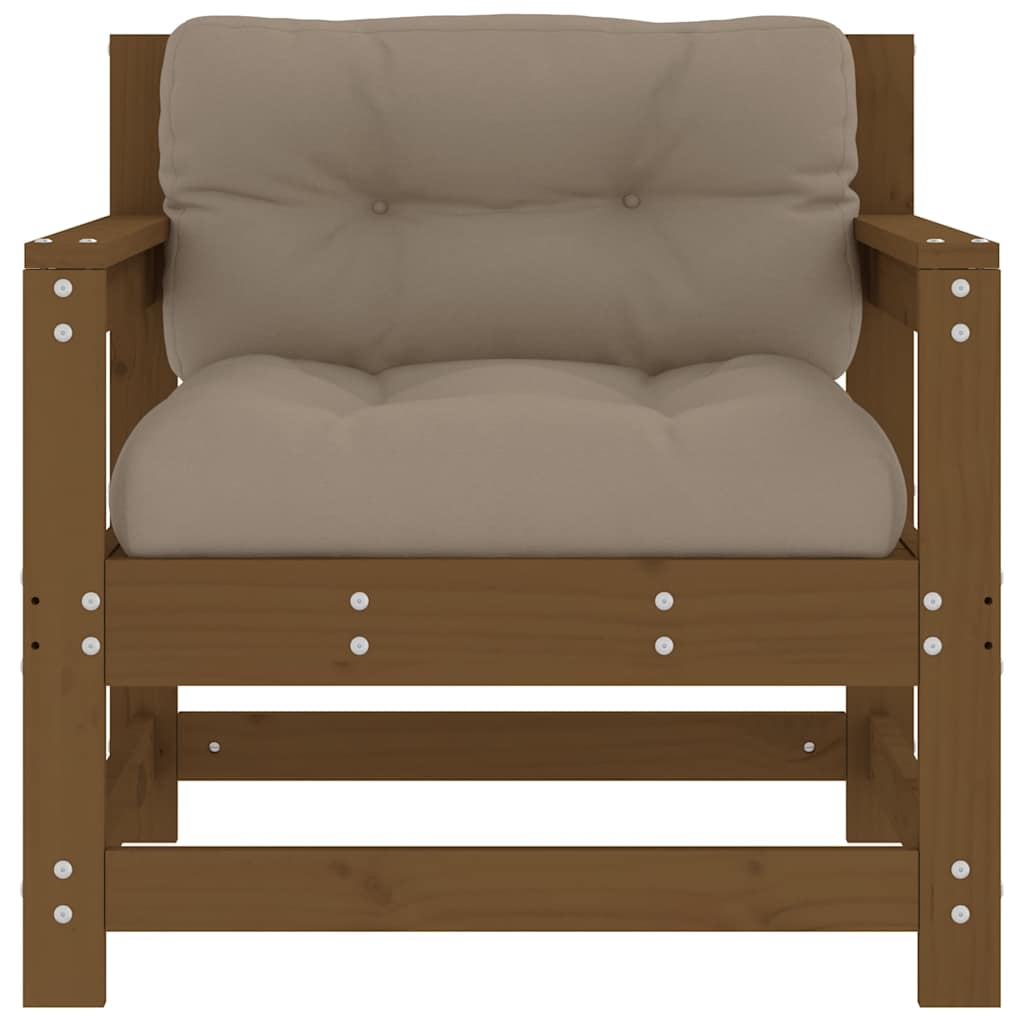 Outdoor Patio Wooden 2pcs Garden Chairs Set With Cushions Pine Wood Frame Seats