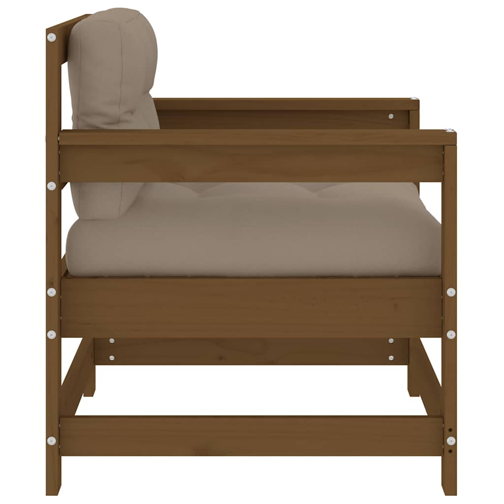 Outdoor Patio Wooden 2pcs Garden Chairs Set With Cushions Pine Wood Frame Seats