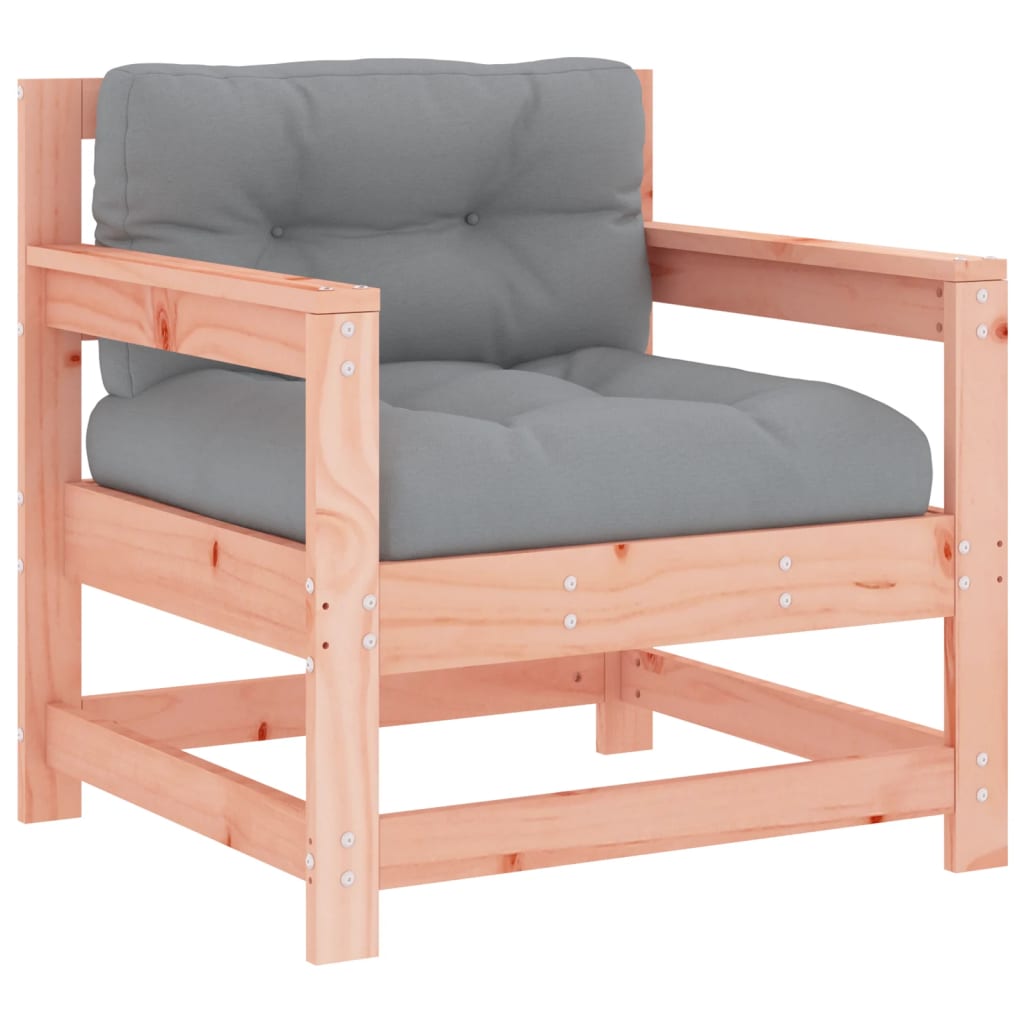Outdoor Patio Wooden 2pcs Garden Chairs Set With Cushions Pine Wood Frame Seats