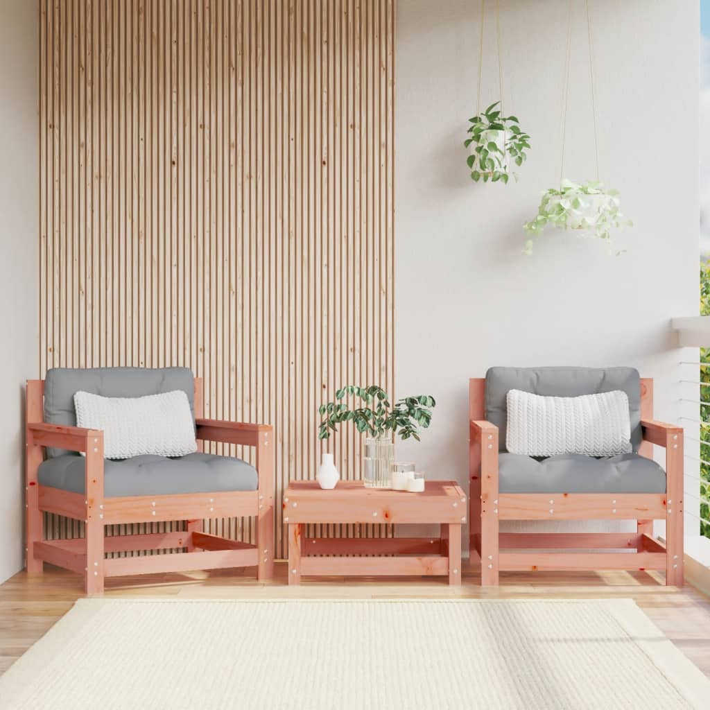 Outdoor Patio Wooden 2pcs Garden Chairs Set With Cushions Pine Wood Frame Seats