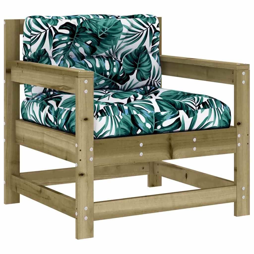 Outdoor Patio Wooden 2pcs Garden Chairs Set With Cushions Pine Wood Frame Seats
