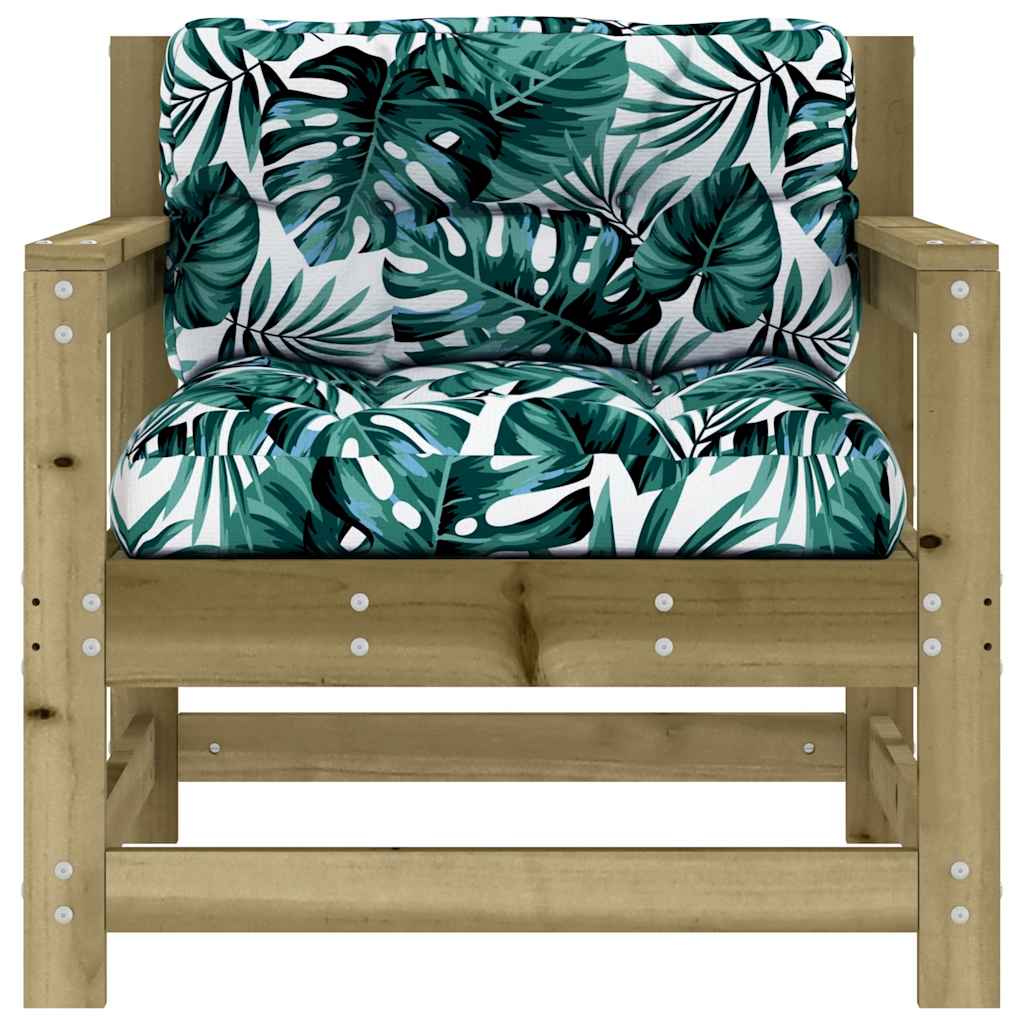 Outdoor Patio Wooden 2pcs Garden Chairs Set With Cushions Pine Wood Frame Seats