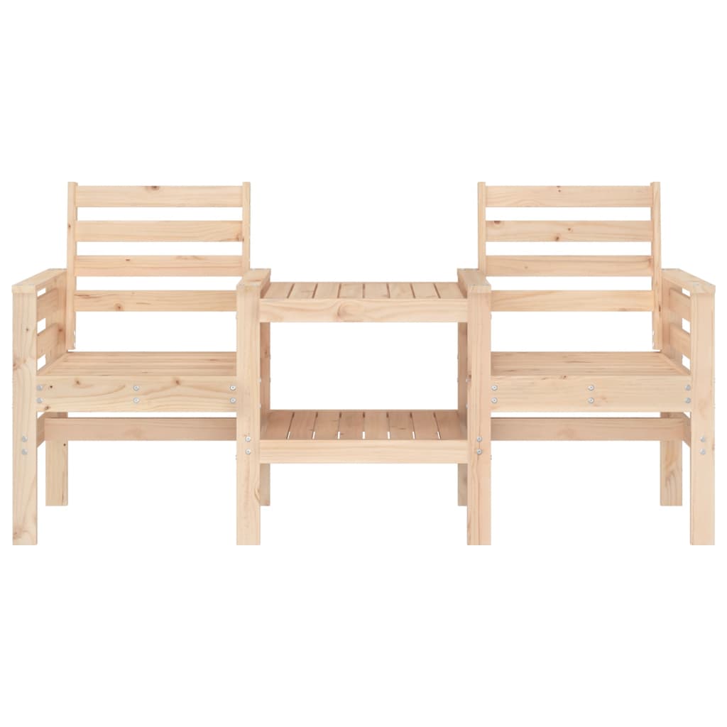 Outdoor Patio Wooden 2-Seater Garden Bench With Table Outside Wood Chairs Seats