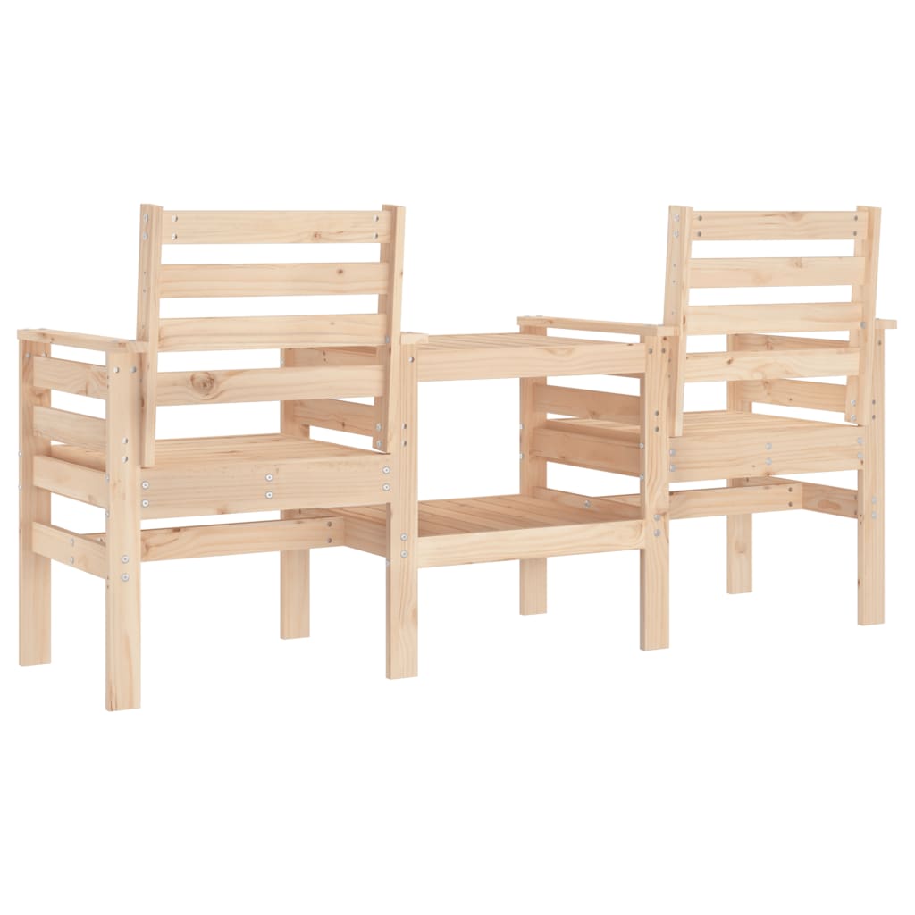 Outdoor Patio Wooden 2-Seater Garden Bench With Table Outside Wood Chairs Seats