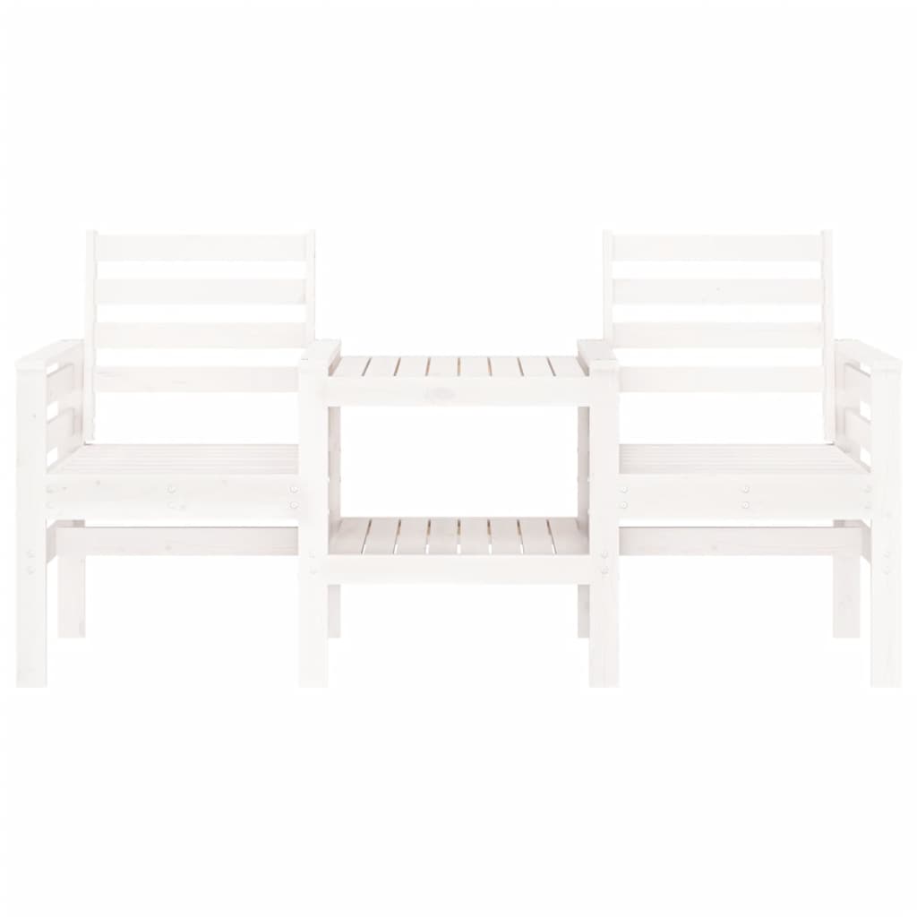 Outdoor Patio Wooden 2-Seater Garden Bench With Table Outside Wood Chairs Seats