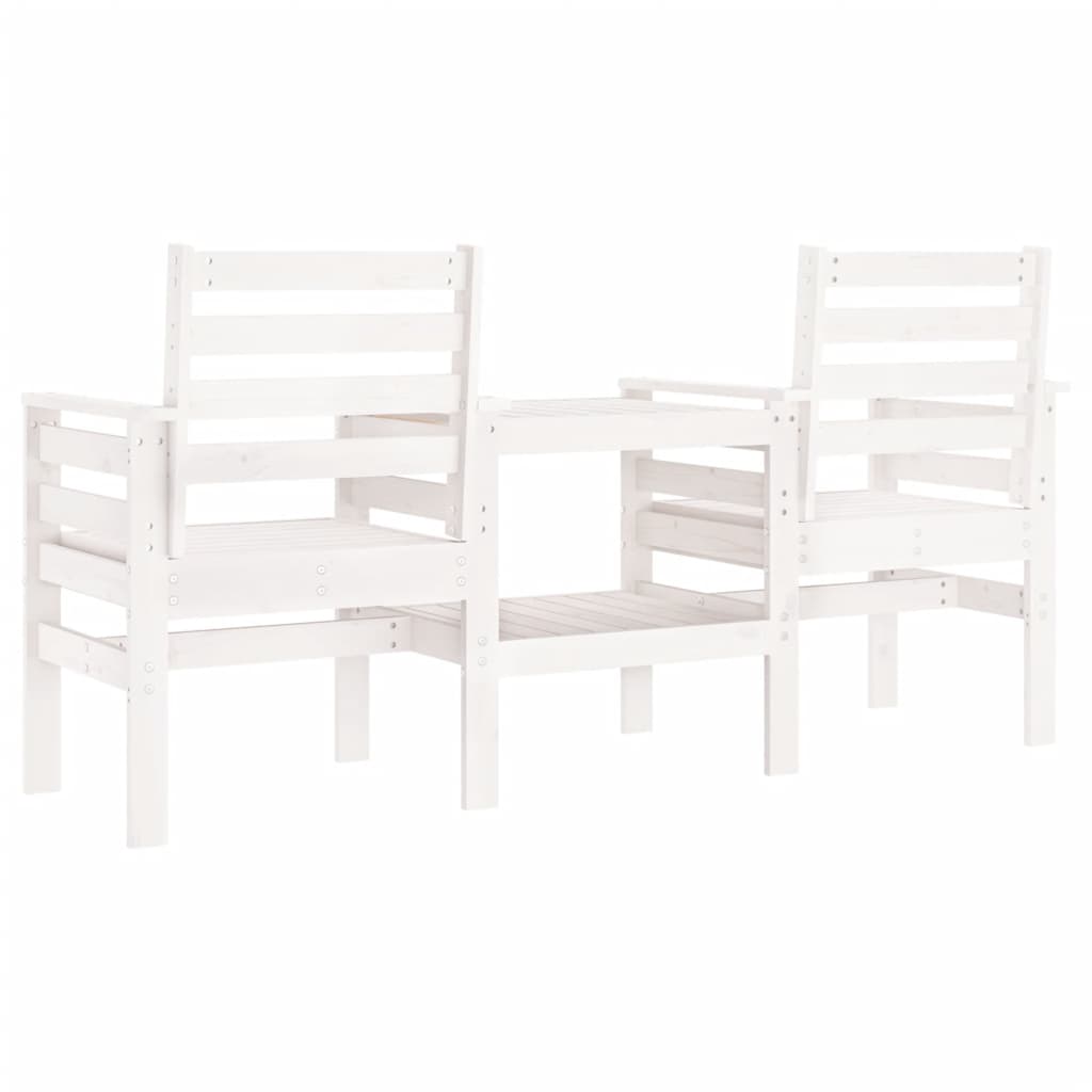 Outdoor Patio Wooden 2-Seater Garden Bench With Table Outside Wood Chairs Seats