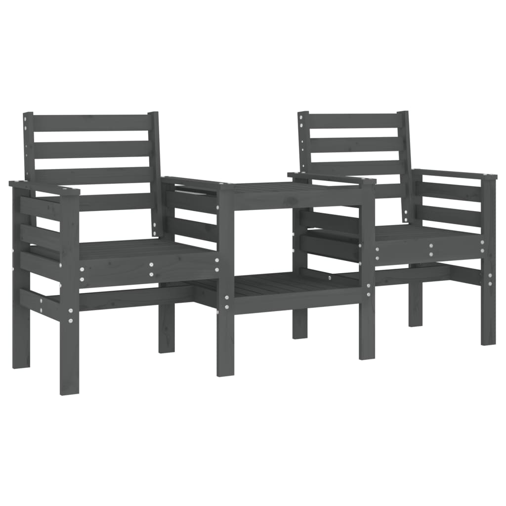 Outdoor Patio Wooden 2-Seater Garden Bench With Table Outside Wood Chairs Seats
