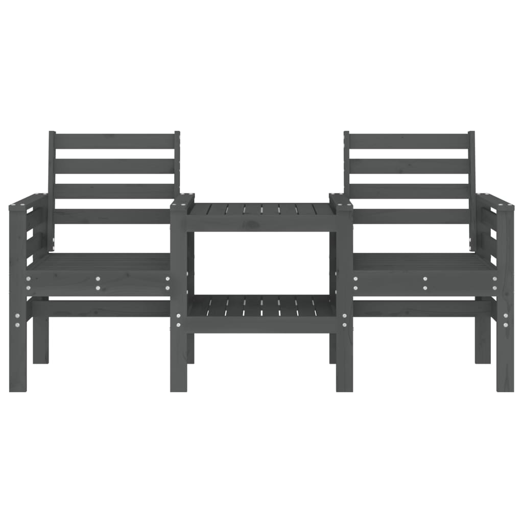 Outdoor Patio Wooden 2-Seater Garden Bench With Table Outside Wood Chairs Seats