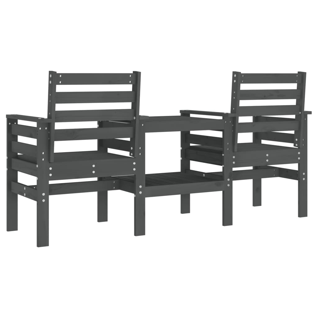 Outdoor Patio Wooden 2-Seater Garden Bench With Table Outside Wood Chairs Seats