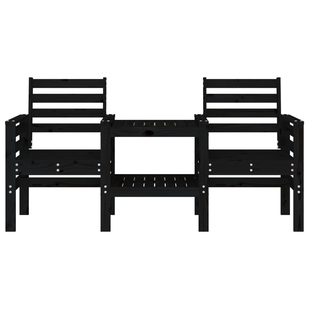 Outdoor Patio Wooden 2-Seater Garden Bench With Table Outside Wood Chairs Seats