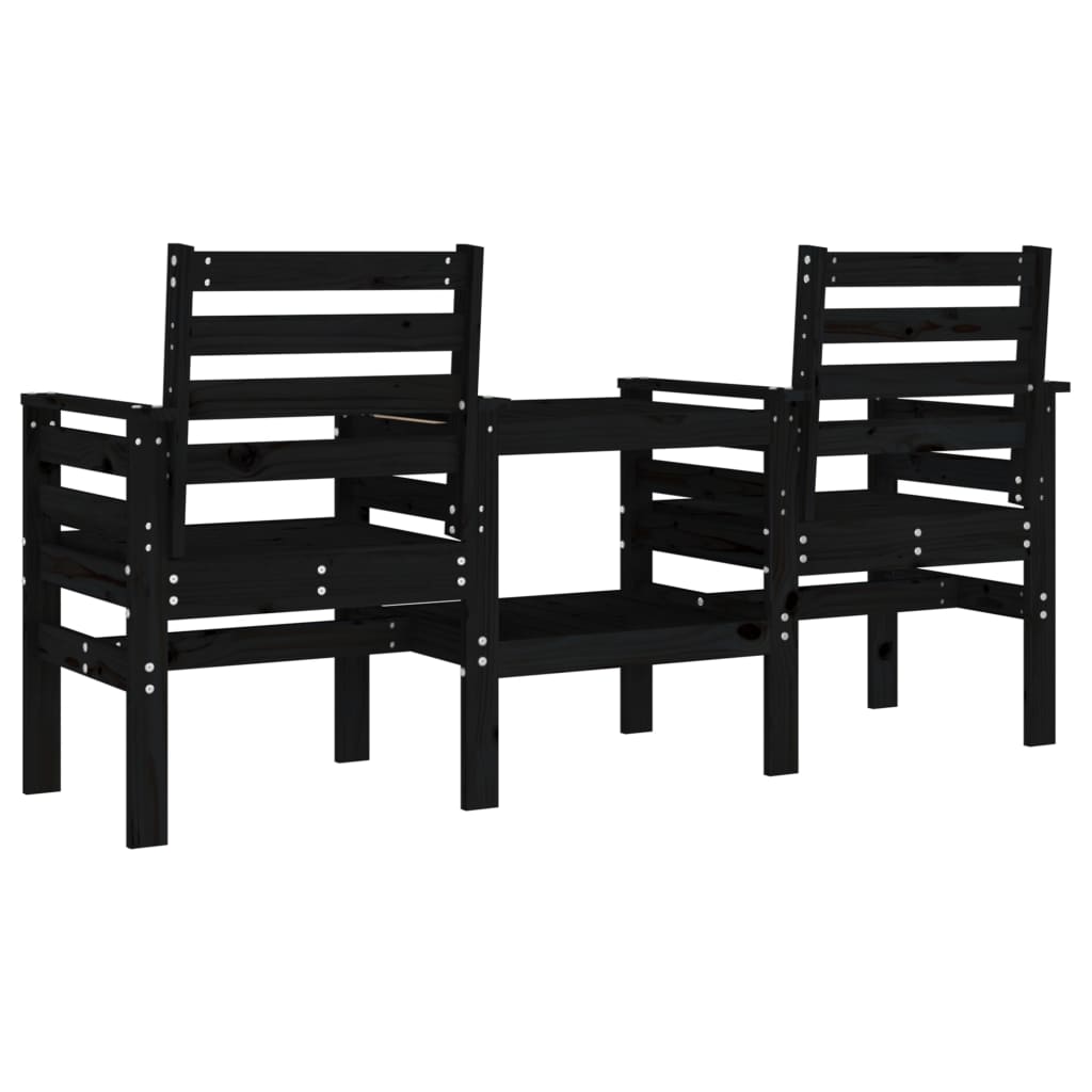 Outdoor Patio Wooden 2-Seater Garden Bench With Table Outside Wood Chairs Seats