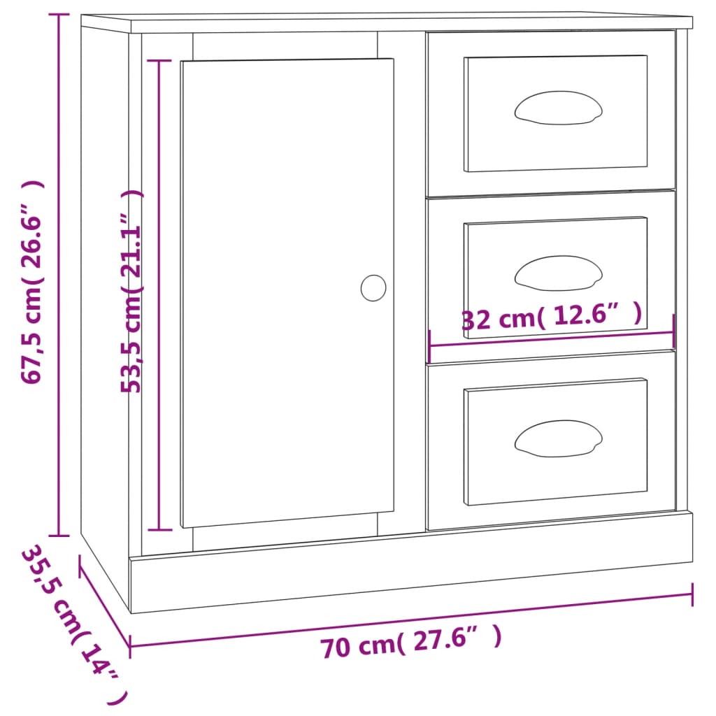 Sideboards 2 pcs Sonoma Oak Engineered Wood