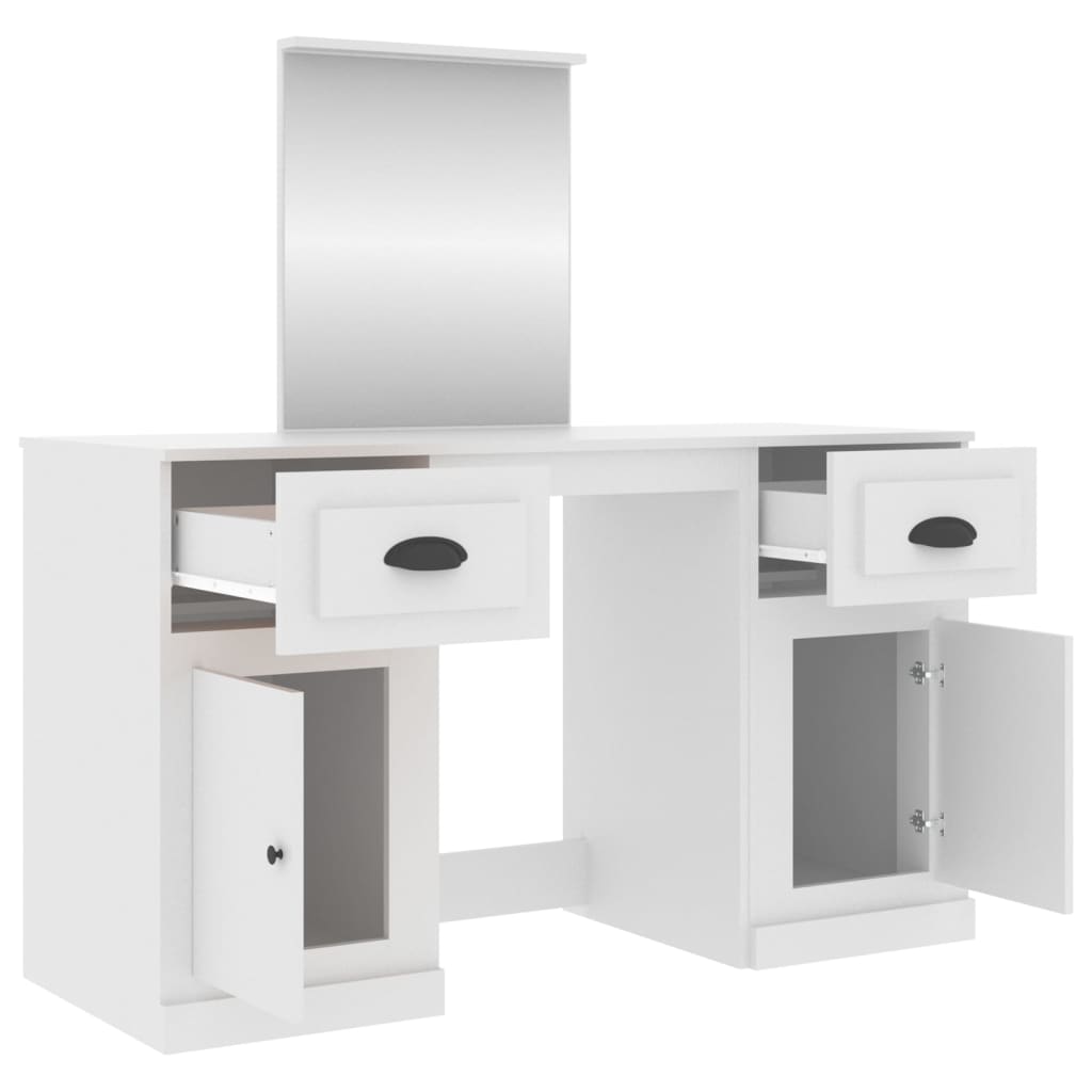 Modern Wooden Large Dressing Table Makeup Vanity Desk With Storage & Mirror