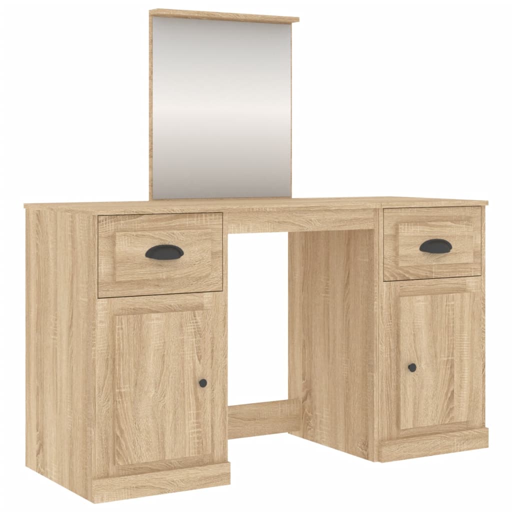 Modern Wooden Large Dressing Table Makeup Vanity Desk With Storage & Mirror