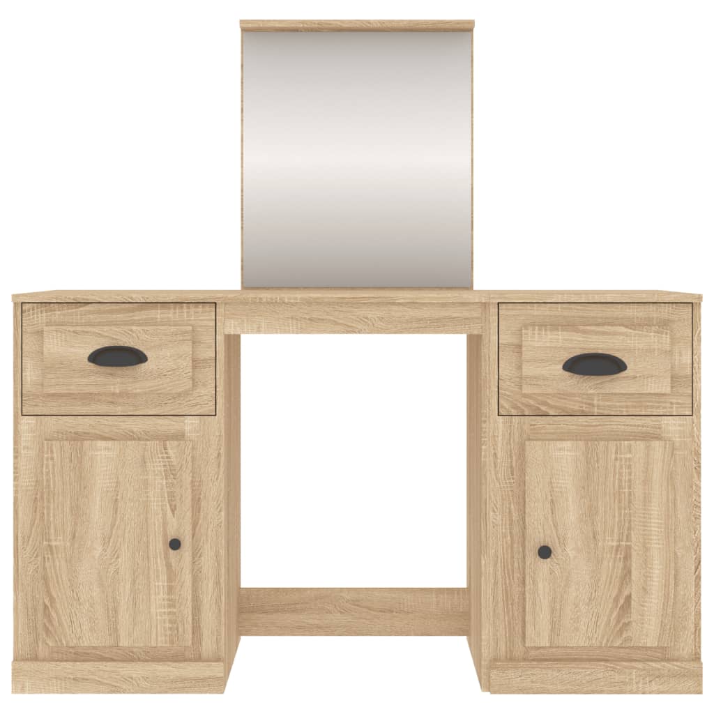 Modern Wooden Large Dressing Table Makeup Vanity Desk With Storage & Mirror
