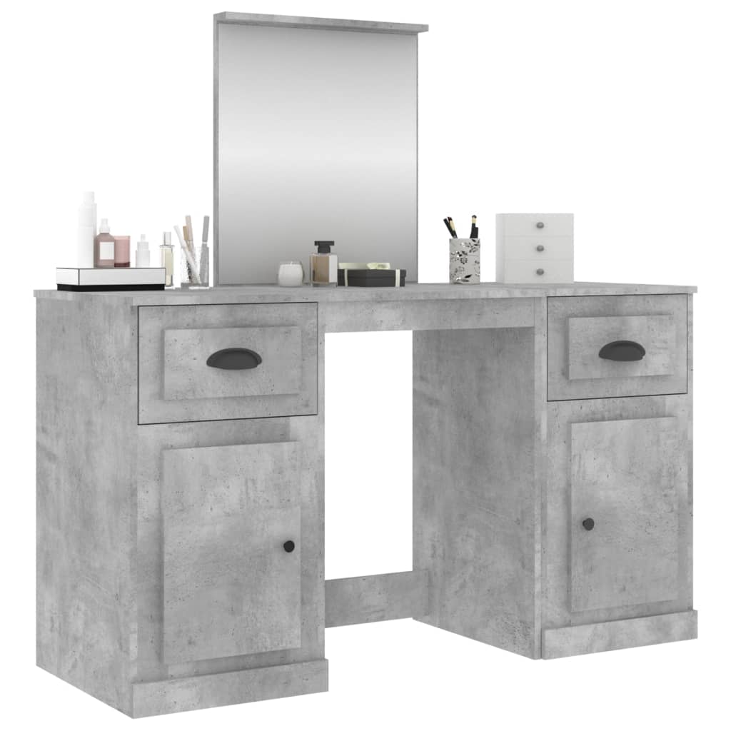 Modern Wooden Large Dressing Table Makeup Vanity Desk With Storage & Mirror