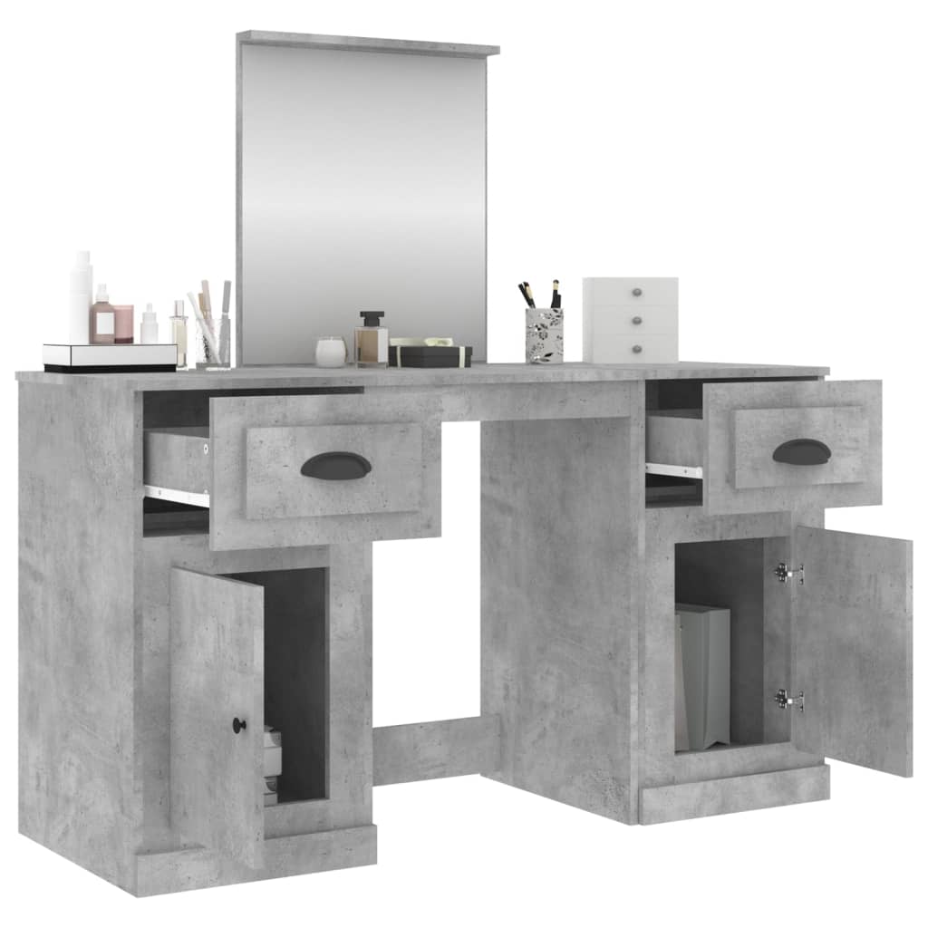 Modern Wooden Large Dressing Table Makeup Vanity Desk With Storage & Mirror