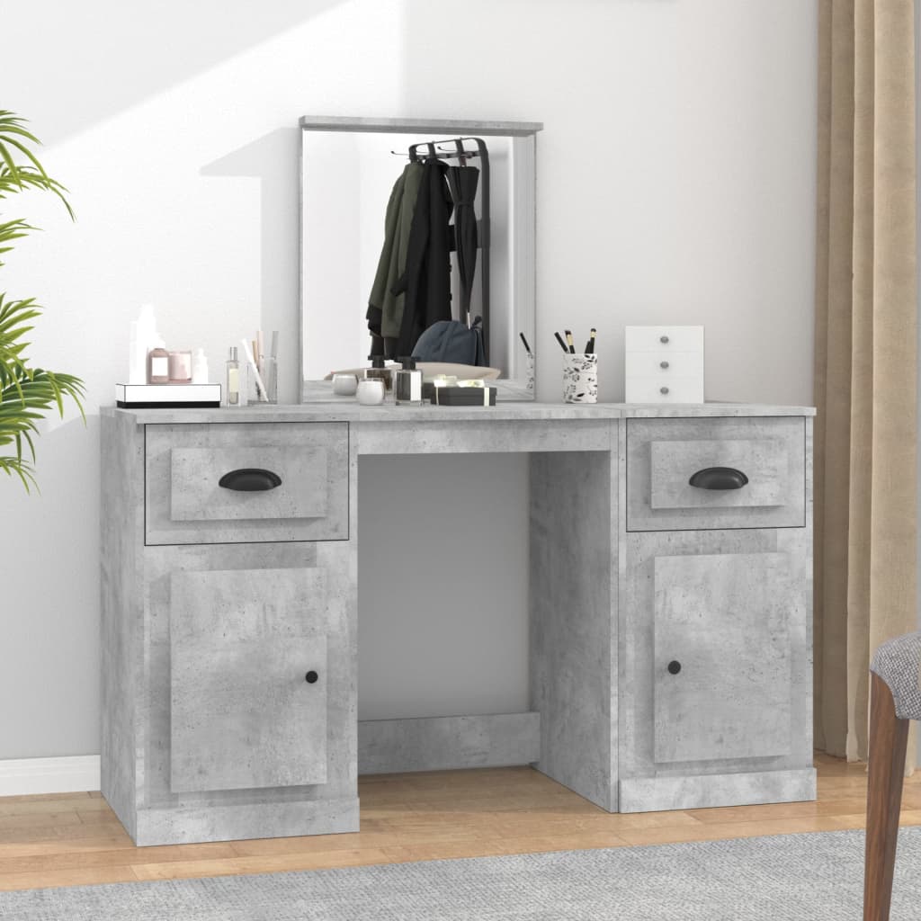 Modern Wooden Large Dressing Table Makeup Vanity Desk With Storage & Mirror