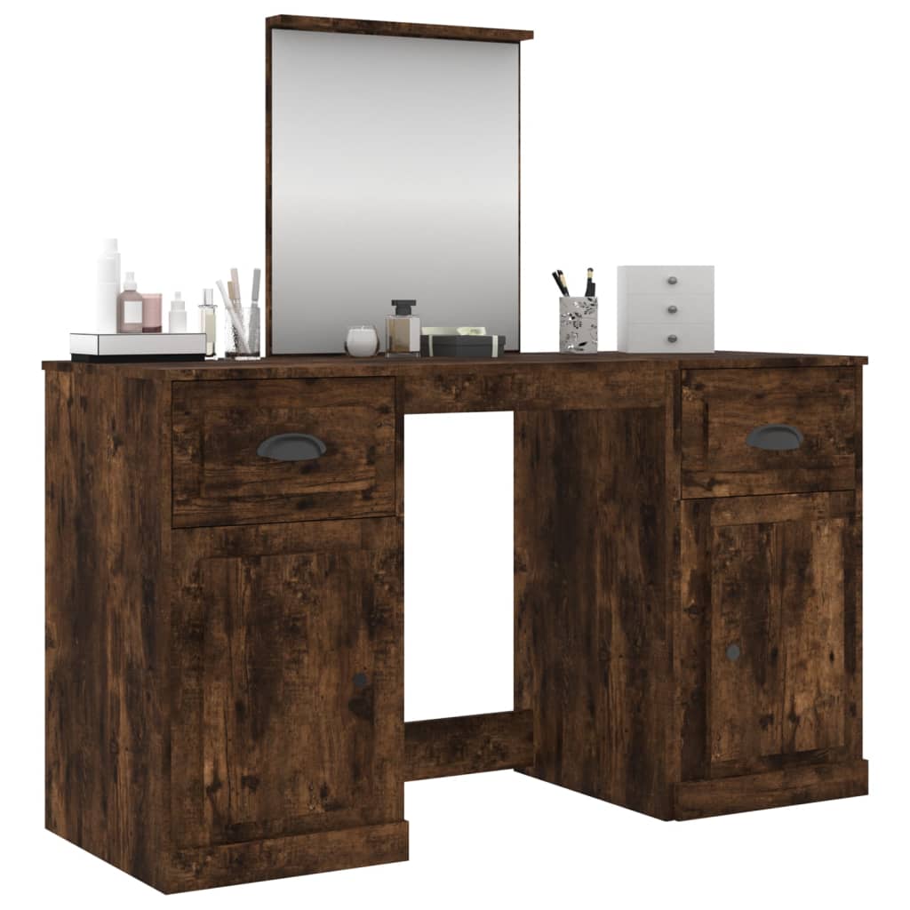 Modern Wooden Large Dressing Table Makeup Vanity Desk With Storage & Mirror