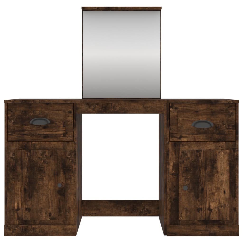 Modern Wooden Large Dressing Table Makeup Vanity Desk With Storage & Mirror
