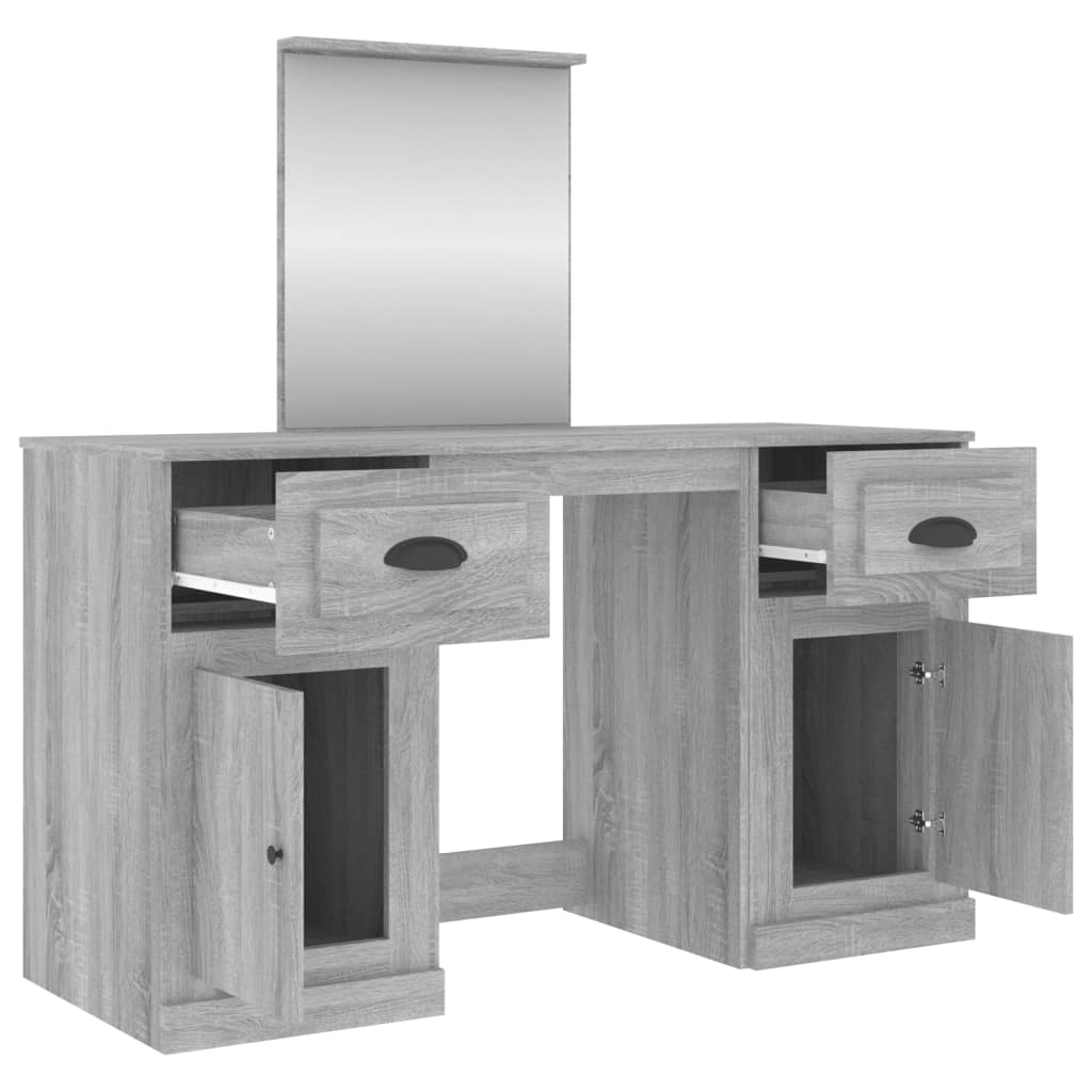 Modern Wooden Large Dressing Table Makeup Vanity Desk With Storage & Mirror
